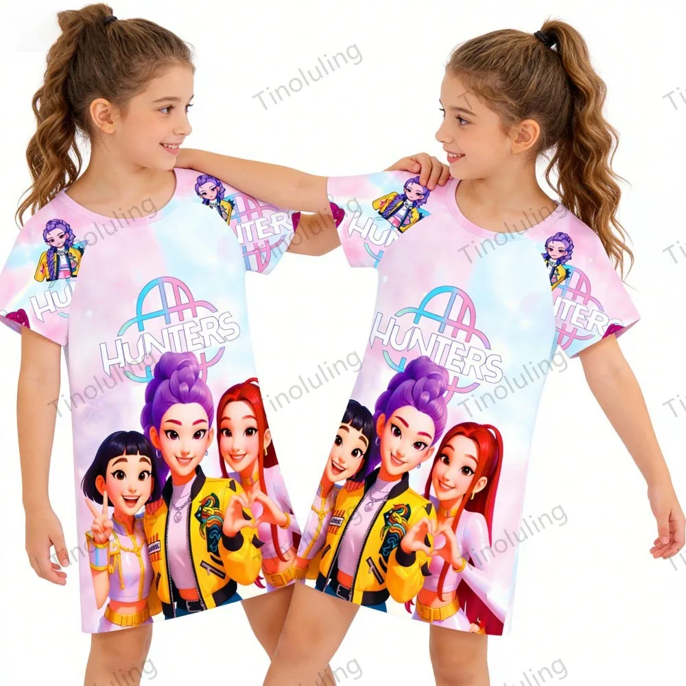 

Ночные сорочки Kpop Demon Hunters для девочек, летние детские платья для сна, детские пижамы Zoey Rumi, домашняя одежда, ночная рубашка