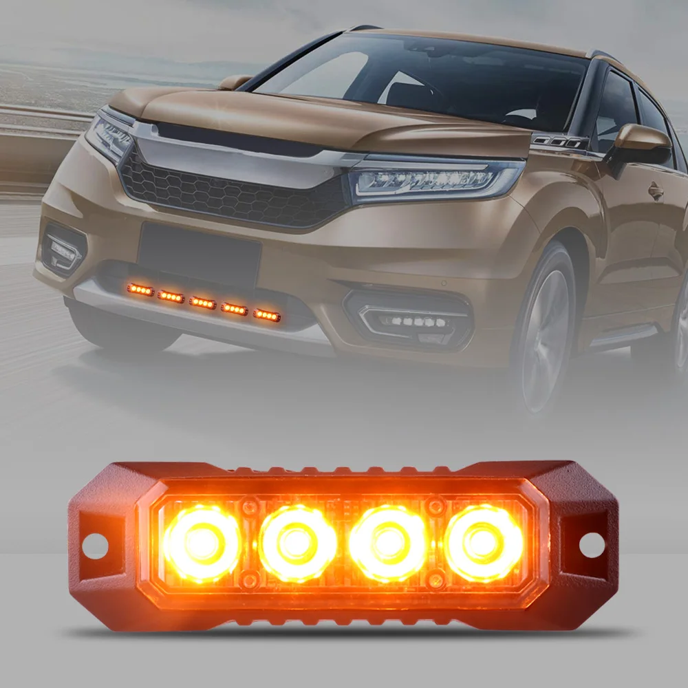 1PCS 4Led Strobe Warning Light Strobe Grille Flashing Lightbar Truck Car Beacon Lamp Traffic Light 12V 24V Car Light