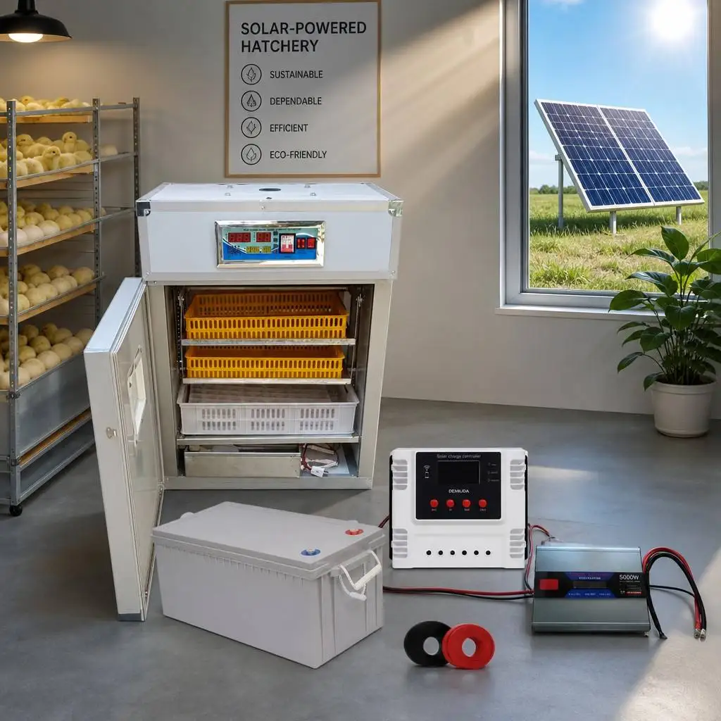 Fully Intelligent Automatic Dual Power Egg Incubator Incubator Temperature Controller 176 Eggs Setter Solar Egg Hatcher