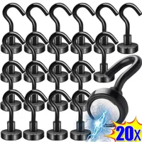 Black Strong Magnetic Hooks for Fridge Multi-Purpose Wall Magnet Hook Keys Coat Hanging Hanger Kitchen Bathroom Organizer