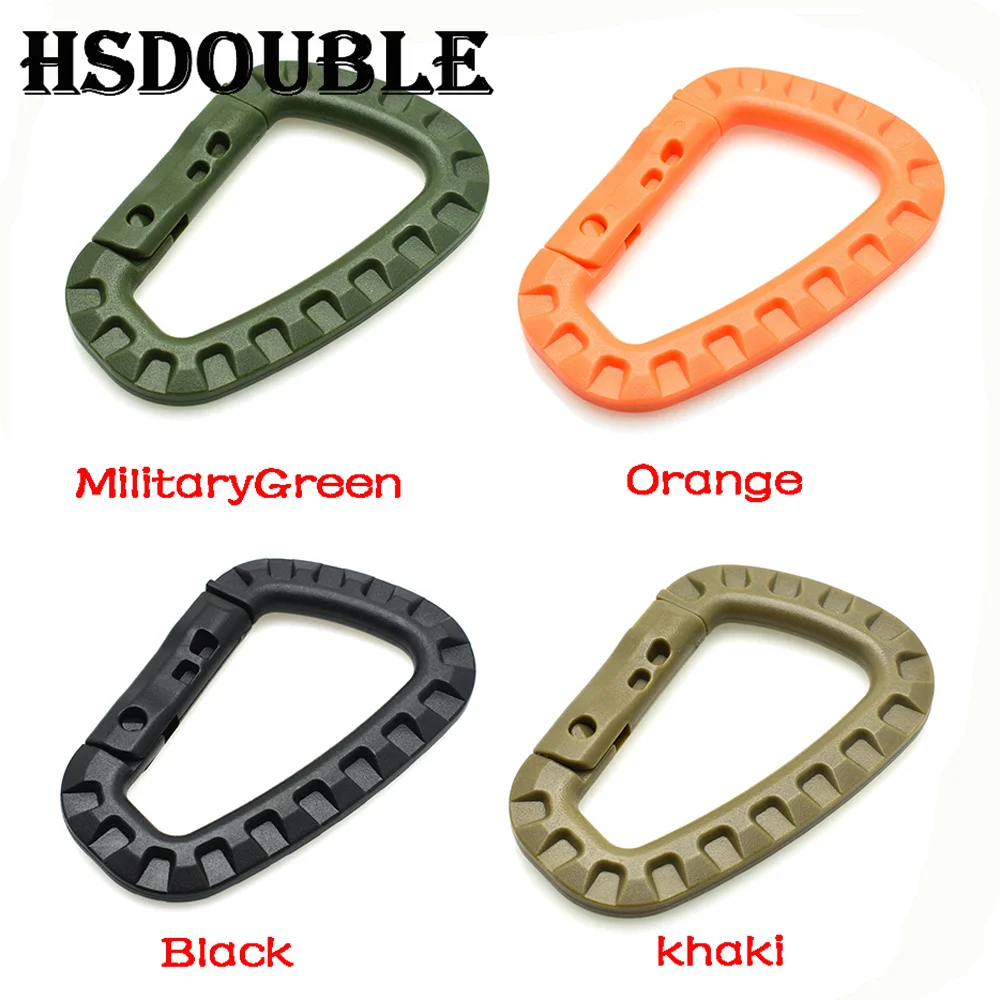 4 Pcs/Lot Carabiner Snap Hanging Hook D-Ring Spring Plastic Strong Tactical Tac Link Backpack EDC Tool Keychain