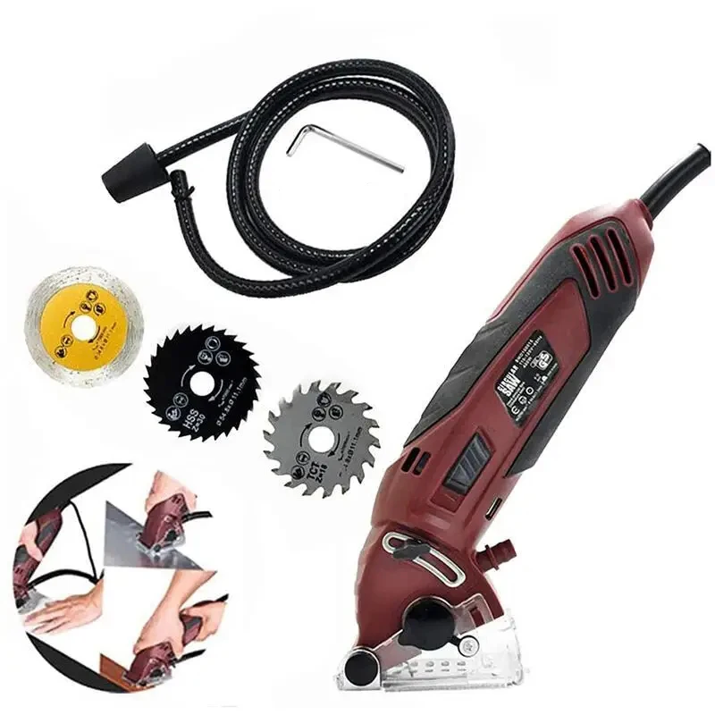 110-240V Mini Electric Circular Saw Kit Multifunctional Cutting Machine Set DIY Blades Guide Ruler Woodworking Tool