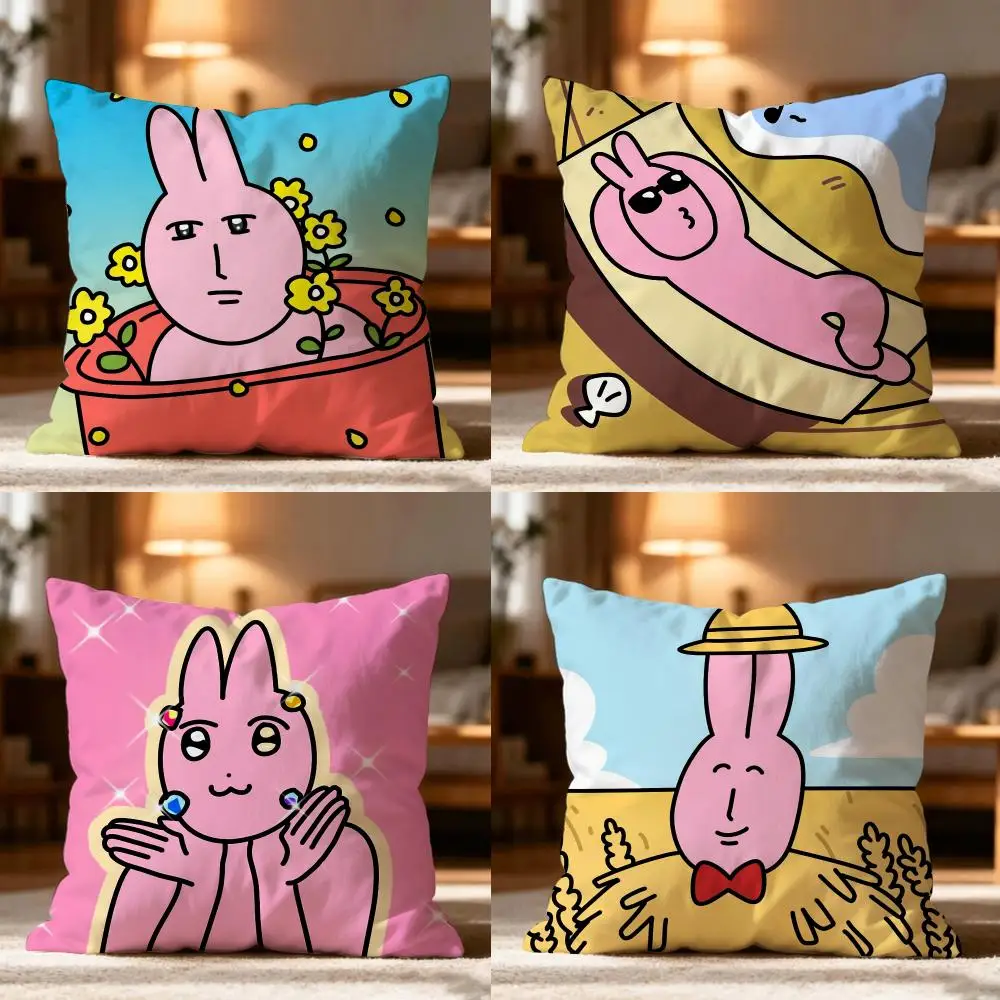 My Friend Rabbit Cushion Cover Cushion Cover Soft Washable Pillow Case Multi-Scene For Couch Bed Travel Office Use