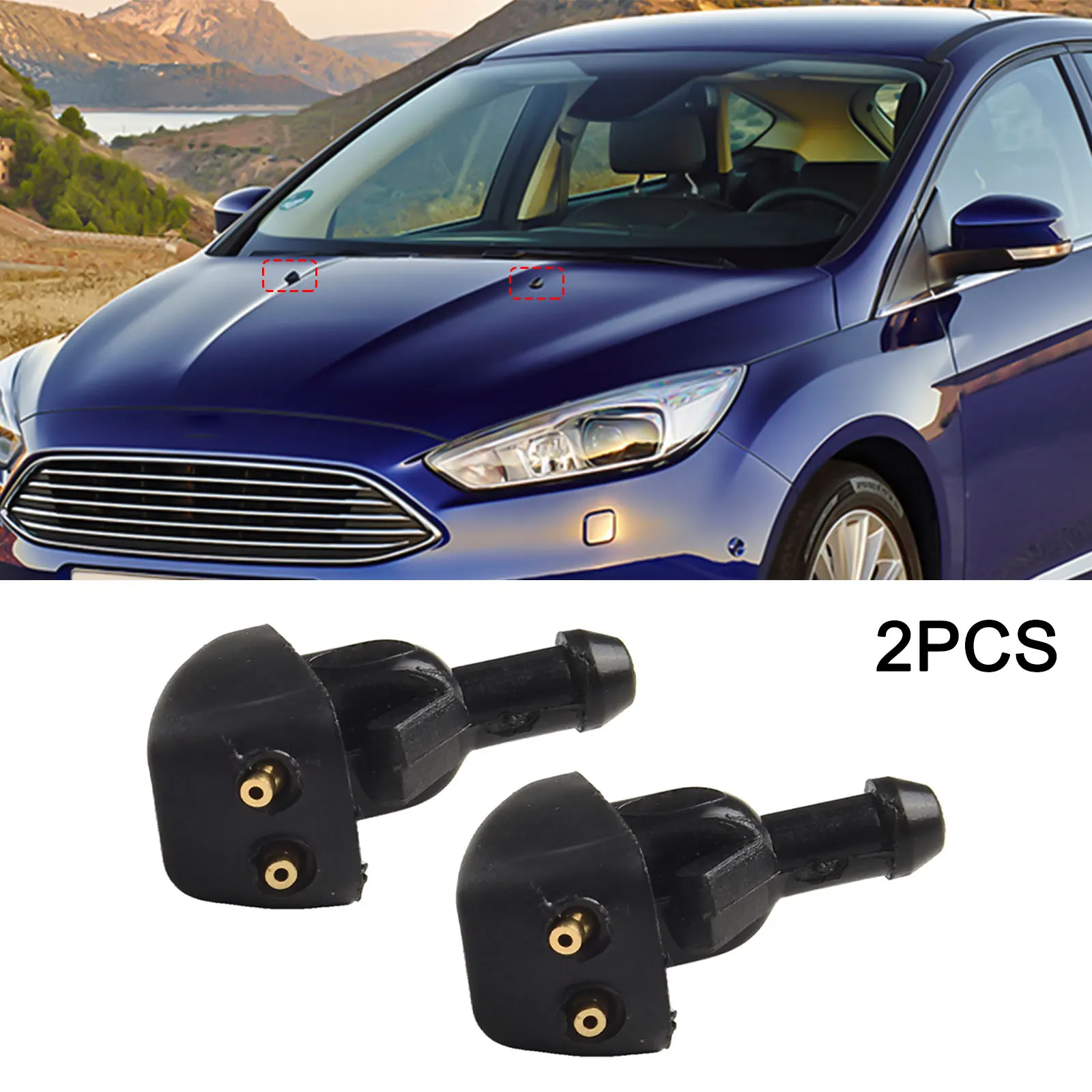 2 قطعة فوهة فوهة اليسار البلاستيك اكسسوارات الأسود قطع غيار السيارات الخارجية الخارجي لفورد غسالة الزجاج الأمامي أجزاء