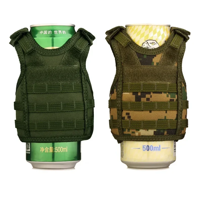 

Tactical Beer Bottle Vest Cover Military Mini Miniature Molle Vest Bottle Drink Clothes Adjustable Anti-slip Vest for Camping