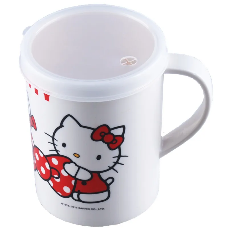 Sanrio neue Cartoon-Wasserbecher, Hello Kitty-Becher mit Deckel und Strohhalm, einsteckbare Kawaii-Becher, süße Milch-Kaffeetasse, Anti-Verbrühungs-Geschenk