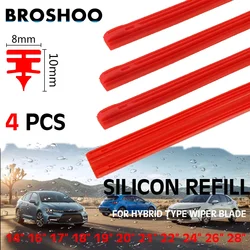 4PCS Car Wiper Blade Strips Silica Gel Silicon Refill Strips for Hybrid Type Wiper Blade 8mm 14