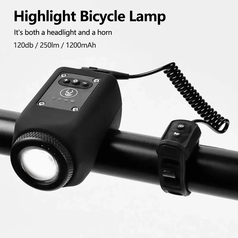 Klaxon électrique de vélo vtt 120dB-lumière de vélo Rechargeable USB IPX6 étanche, accessoires de cyclisme de nuit