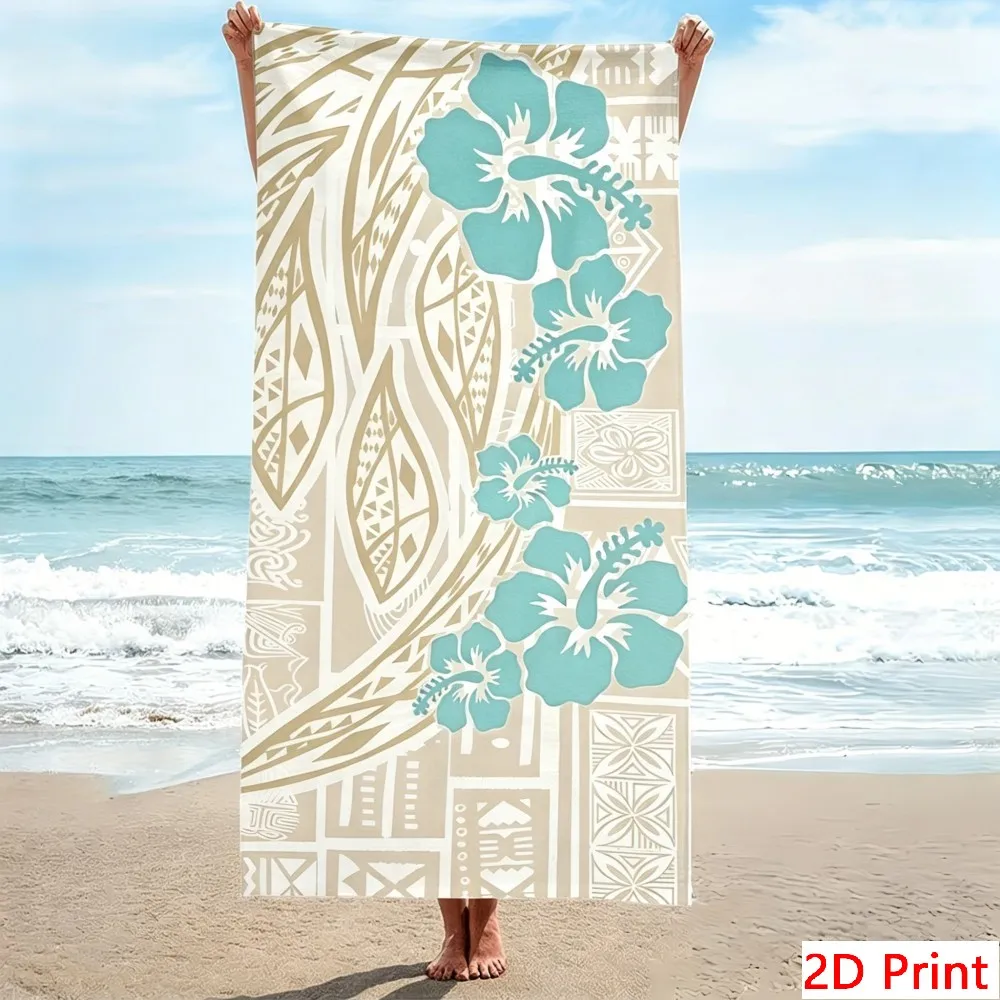 Polynesian Tribal Beach Towel Geometric Hibiscus Print Pool Blanket Ethnic Style Bath Towels Large Sand Free Outdoor Picnic Mat