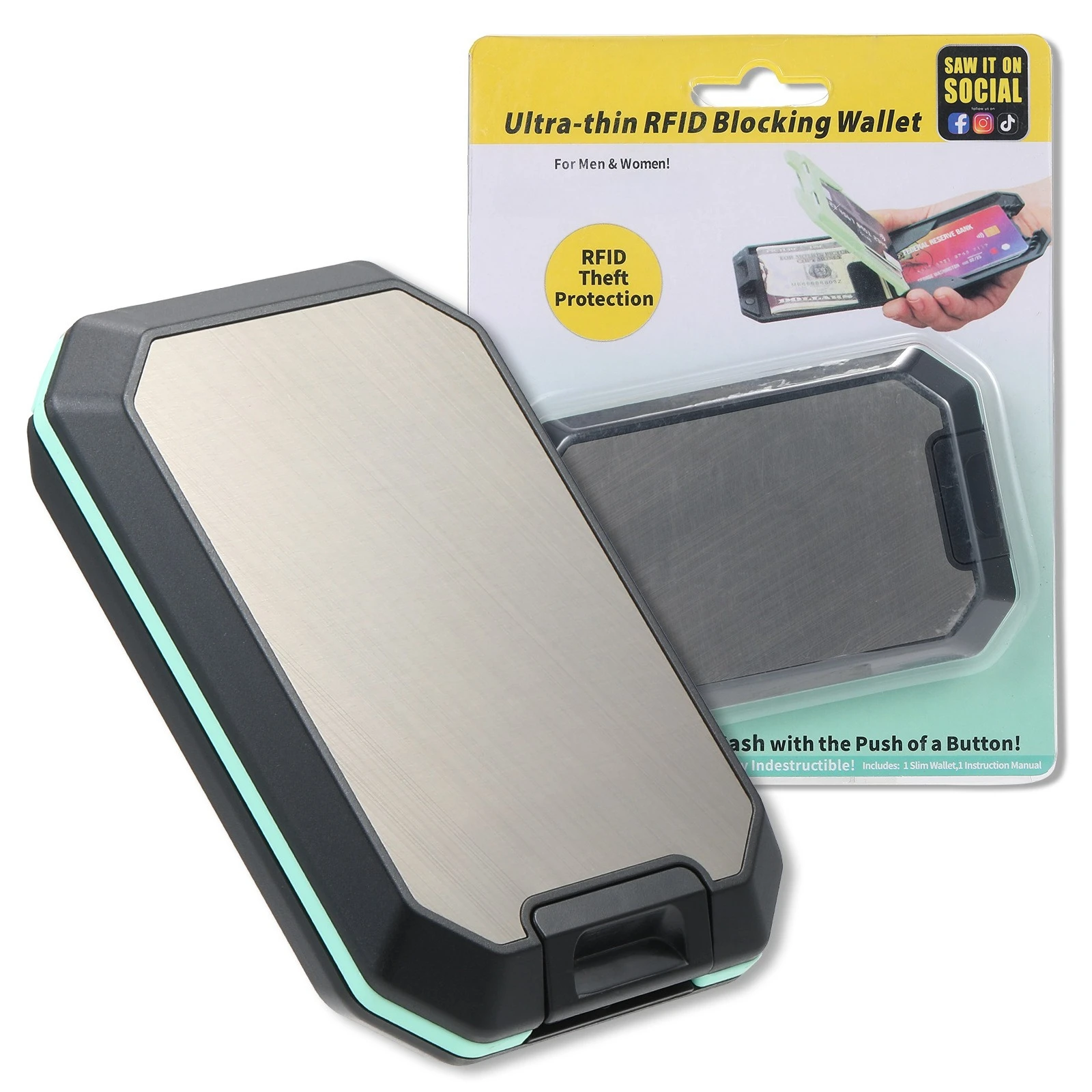 2pcs Slim Men's Card Holder Wallet RFID Blocking Thin Credit Card Case With Mini Zipper Coin Pocket
