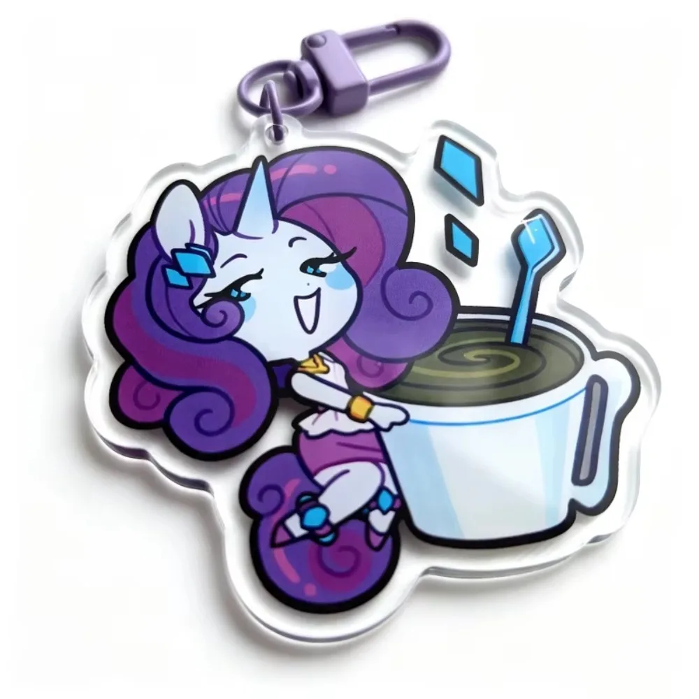 Acrylic Keychain - Applejack, Twilight Sparkle, Rainbow Dash, Fluttershy, Rarity Chibi Food Theme Bag Charm Gift for Fans view 5