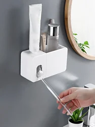 1 pc - Fully automatic toothpaste squeezing machine, toothbrush holder