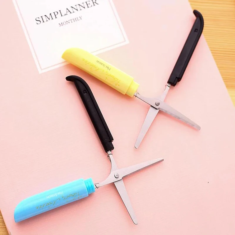 Portable Scissors Paper-Cutting Pocket Scissors Folding Safety Scissors Pen Shape