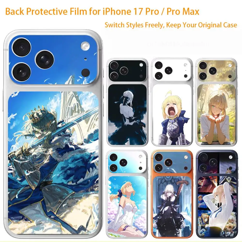 F-Fate S-Stay Saber Premium Skin Wrap for iPhone 17 Pro/Max, Back Frame Camera Protective Decal (Not Case)