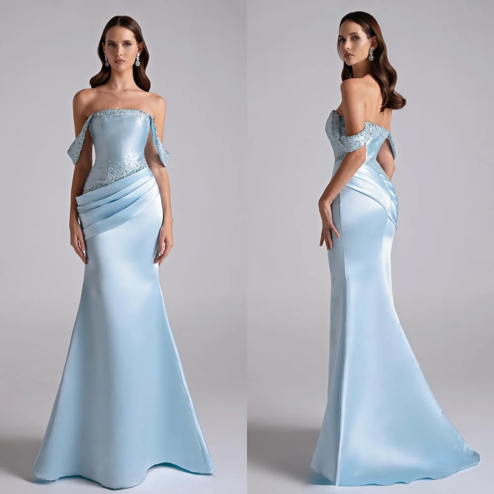 Customized Sexy Elegant Sequined Beading Mermaid Off-the-shoulder Long Dresses Bespoke Occasion Dresses Sizes Available Fashion