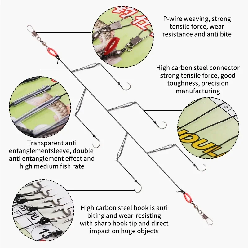 5 قطعة/الحزمة خطافات سلسلة 3 # -13 # خطاف صيد من الفولاذ الكربوني العالي، خطاف صيد دوار واحد، خطاف حاد شائك #6