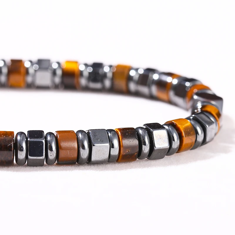 6mm Natural Hematite Stone Spacer Bead Bracelets Women Men Reiki Healing Yoga Meditation Elastic Bracelet Fashion Jewelry Gift