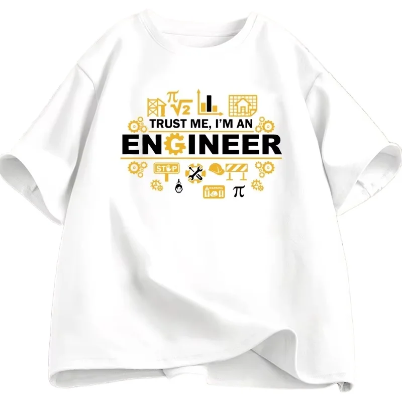 ثق بي أنا مهندس تي شيرت مضحك مهندس الفكاهة الجرافيك تي شيرت القطن قصير الأكمام جولة الرقبة التي شيرت ملابس الرجل فضفاضة