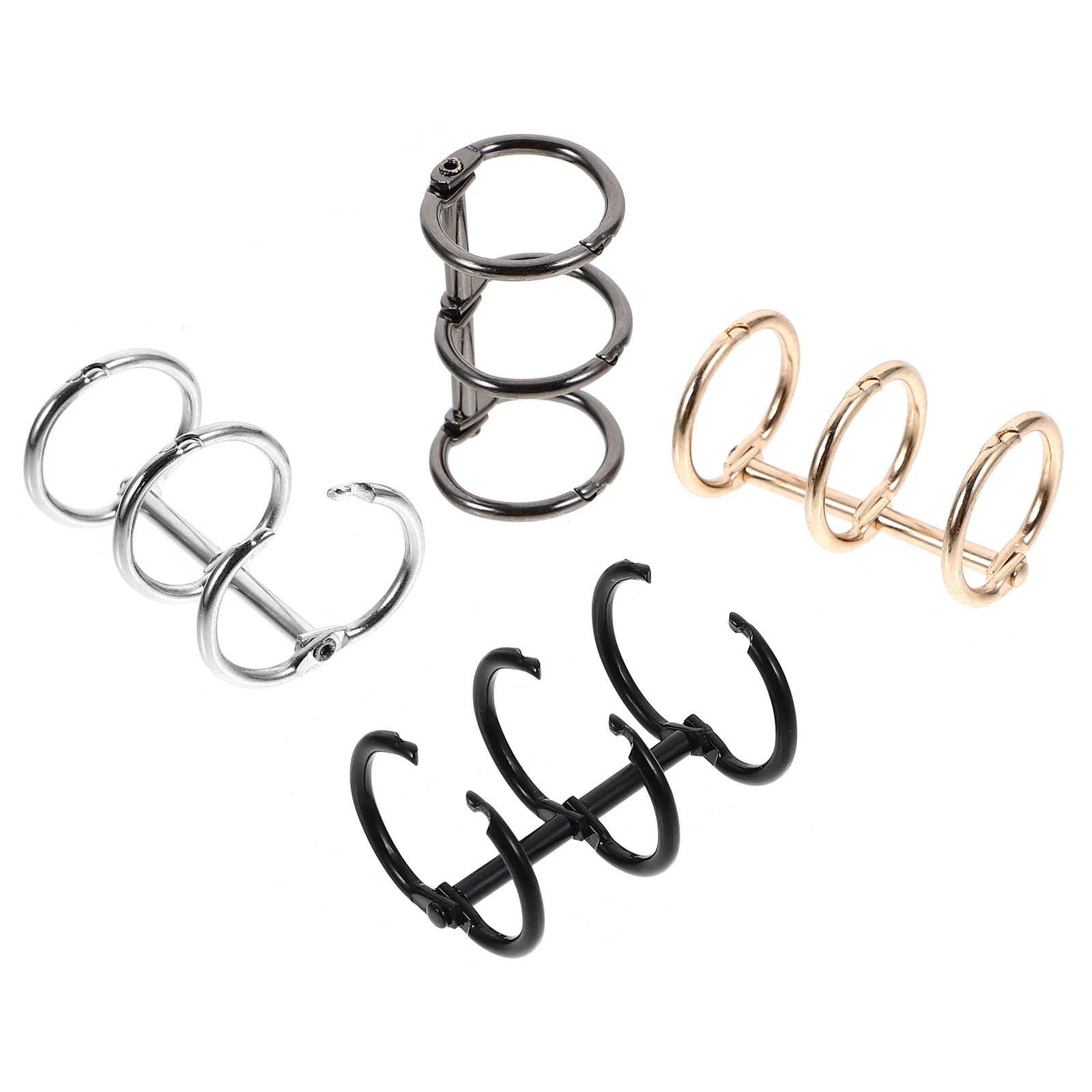 

4 Pcs 3-hole Binder Rings 20x2x40mm Metal Loose Leaf DIY Book Rings Office Home Black Gold Silver Electroplated Storage