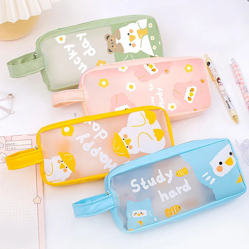 Pencil Case Transparent Pencilcase Trousses Scolaires School Supplies Cartoon Pencil Pouch Cartucheras Escolares Pencil Cases