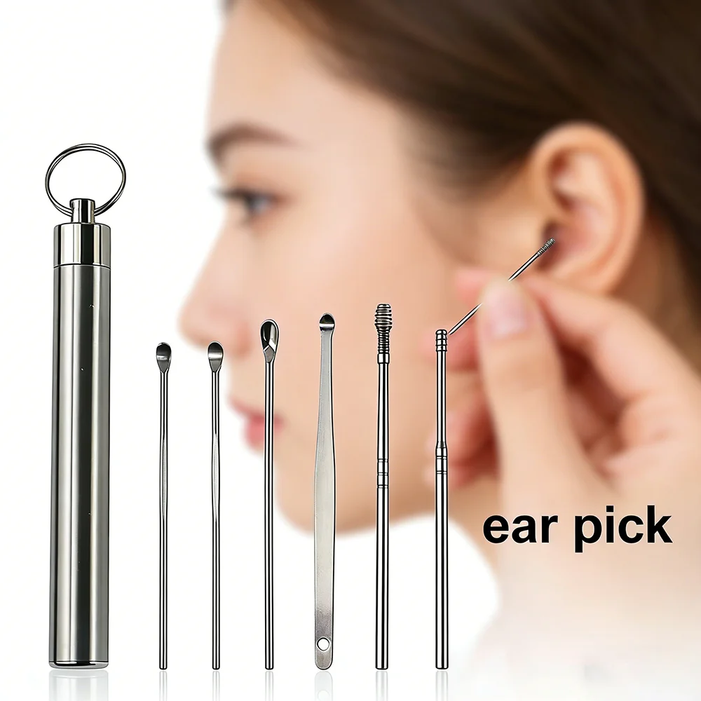 Upgraded Double Head Spiral Ear Cleaner Kit, Stainless Steel Ear Pick Tools for Gentle Ear Wax Removal & Daily Personal Care ﻿