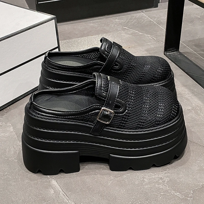 

10CM Women High Heels Chunky Sneakers New Summer Females Buckle Platform Slippers Wedge Sandals Slides Shoes Zandalias De Mujer