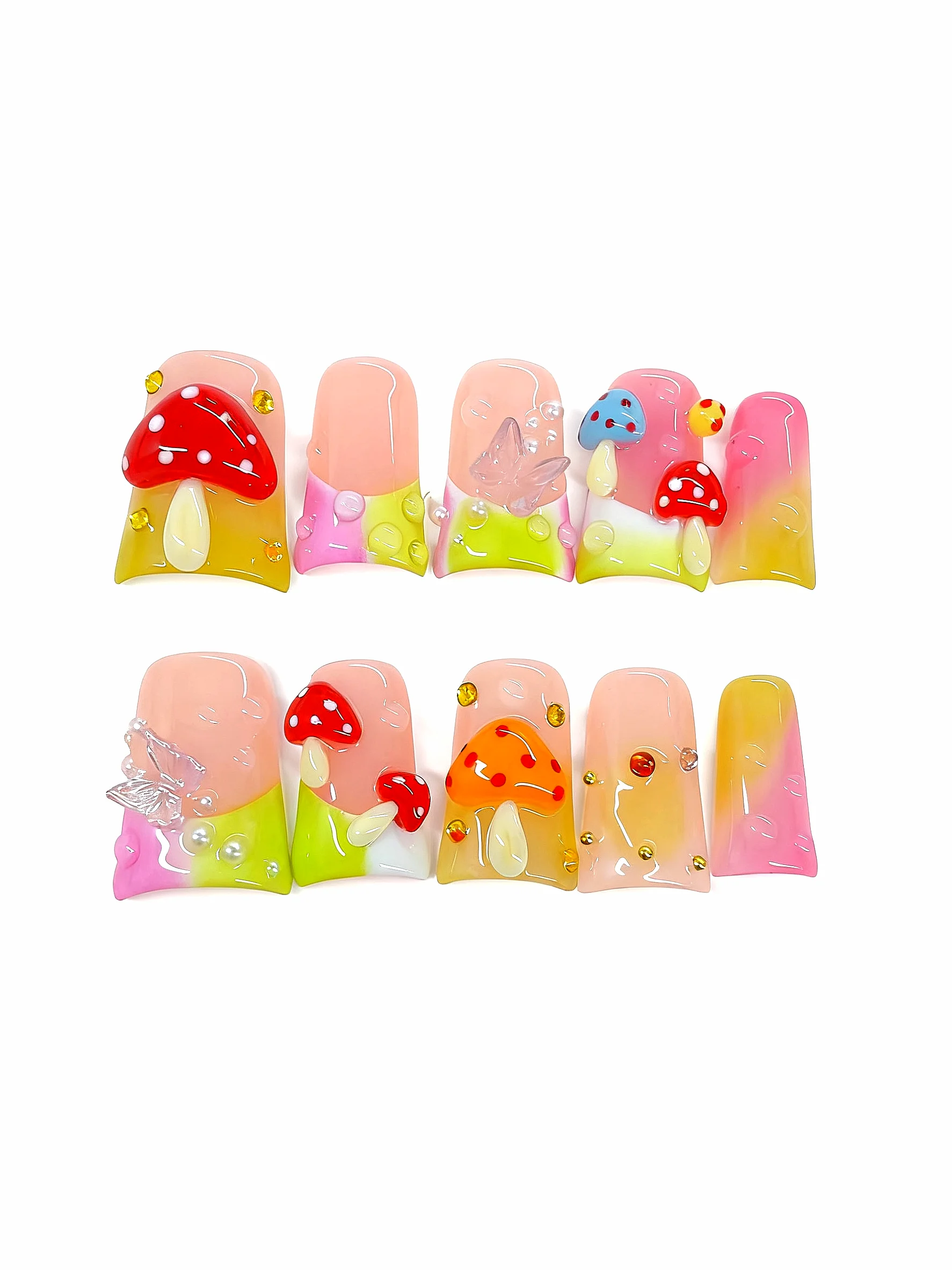 

Набор для дизайна ногтей Cute Mushroom 3D - Нажмите на ногти (L285)