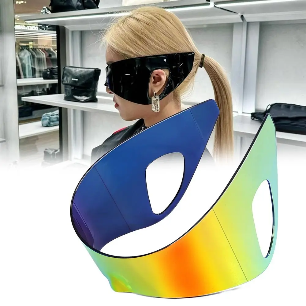 

Модные футуристические солнцезащитные очки с градиентом цвета, большие солнцезащитные очки с запахом Y2K, шикарные защитные очки без оправы в стиле панк для мужчин и женщин