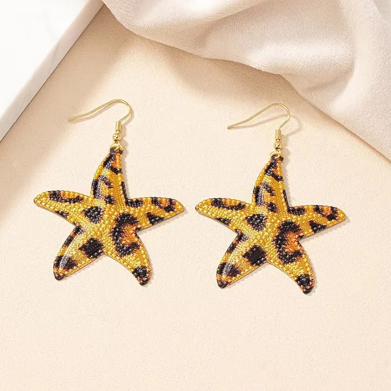 Starfish Drop Earrings For Women Girls Geometric Star Shape Ear Accessories Holiday Party Gift Fashion Jewelry E407