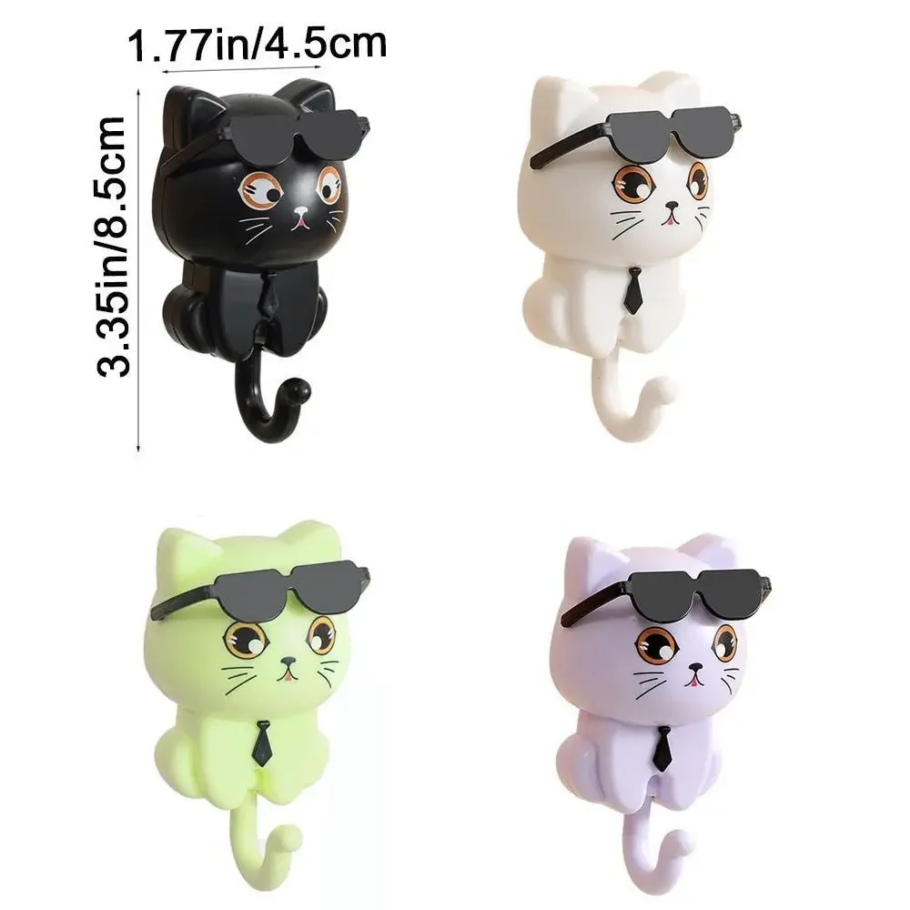 Creative Plastic Cartoon Cat Hooks Decorative Waterproof Key Hangers Wall Hanging Sticky Hooks for Home view 6