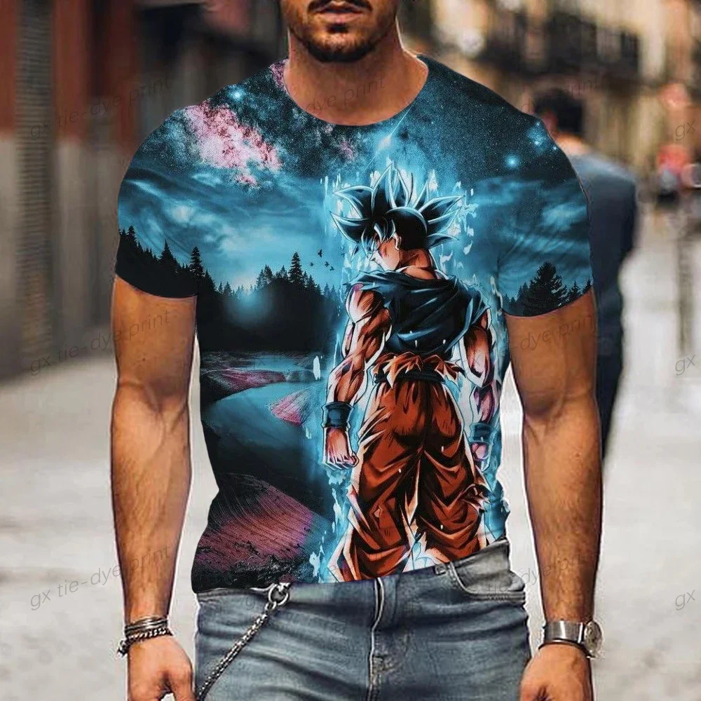 2025 Dragon Ball Z camiseta para hombre tendencia Goku ropa Vegeta para niños camisas de manga corta 110-6XCamiseta divertida para hombre de gran tamaño