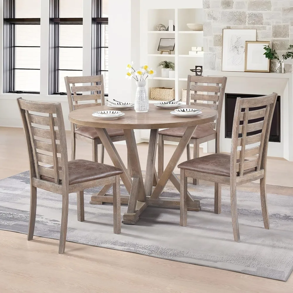 Grayish Brown Modern Upholstered Dining Chairs, Set of 2 for Farmhouse Kitchen Style