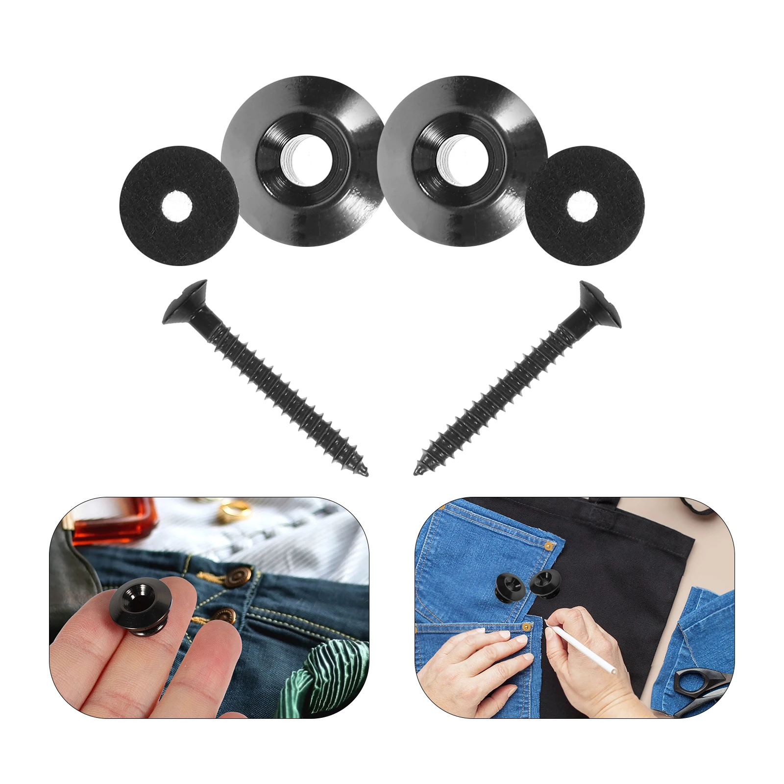 

2pcs Guitar Strap Buttons Metal Acoustic Electric Bass Strap Locks Copper Rustproof With Screw Washer Easy Install Stylish