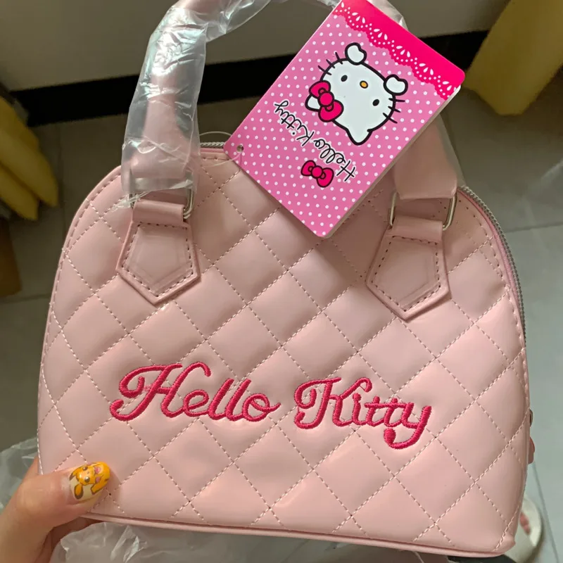 Sanrio Hello Kitty Tote Bag donna Pu Leather ricamo Pink Crossbody Bag Girl Fashion Cute Lolita Jk borsa a tracolla regalo per bambini