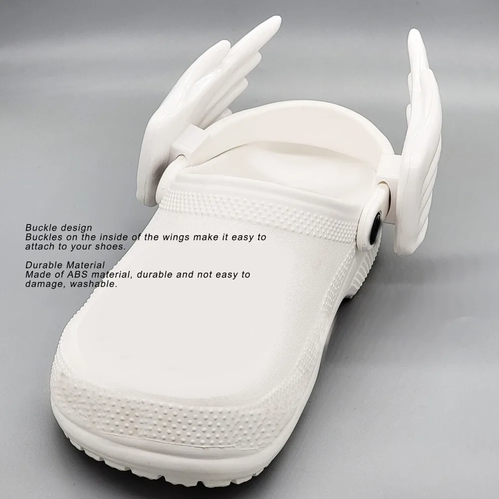 2 Pairs ABS Angel Wing Shoe Charms White 7x10.5cm Detachable Shoe Tail Wing Pendant DIY Sneaker Decorative Ornament