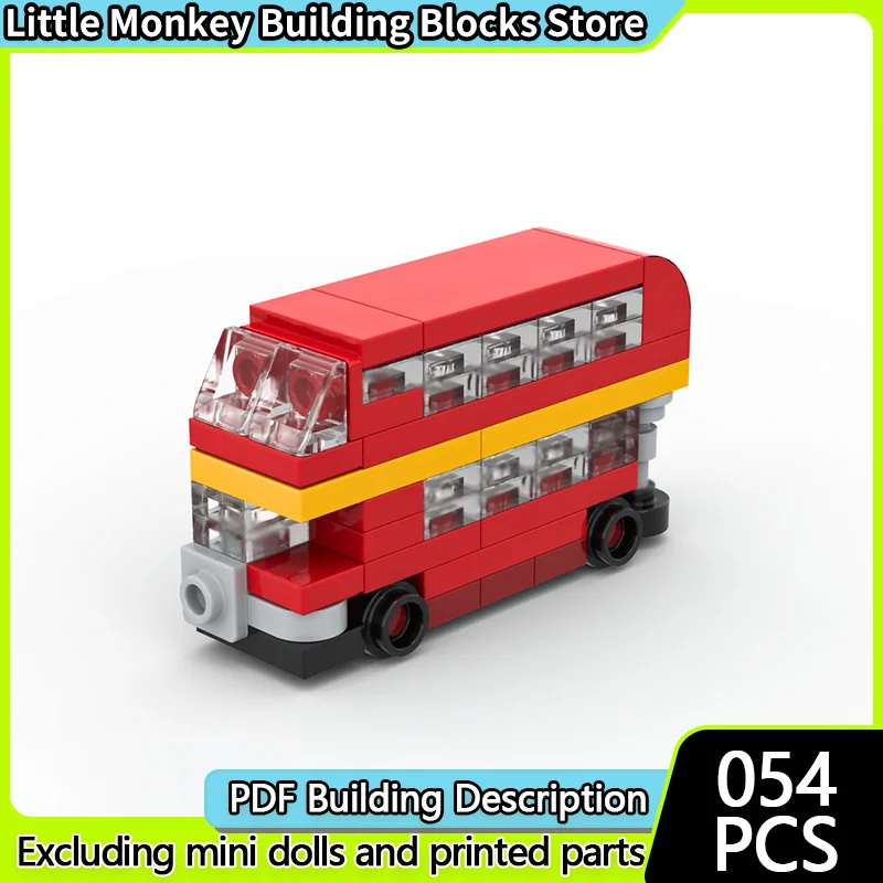 

Модель городской автомобиль MOC, строительные кирпичи, микро двухэтажный автобус, модульная технология, детские праздничные подарки, сборка игрушек, костюм