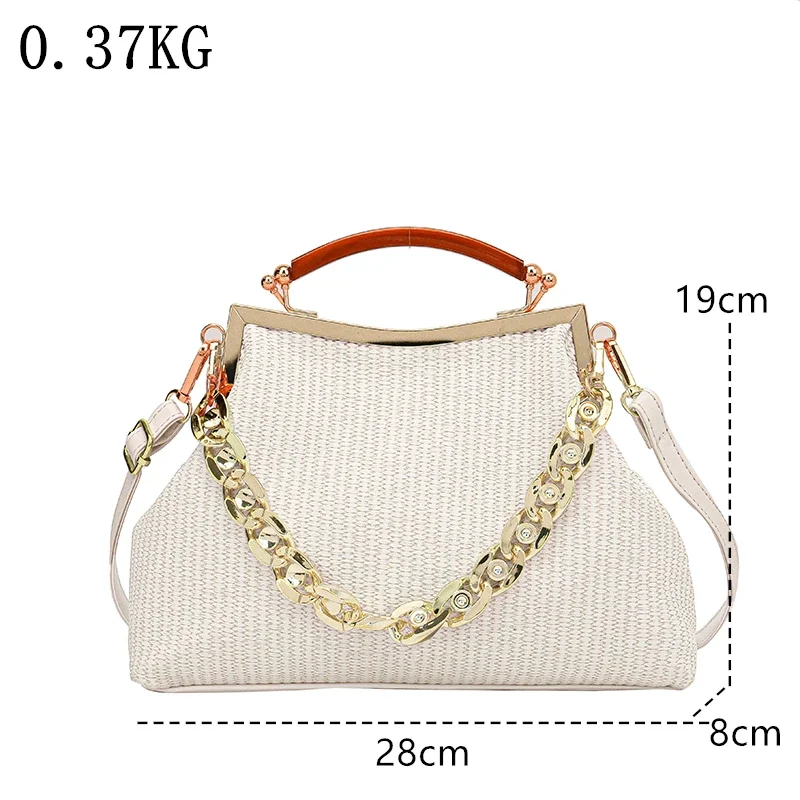 Luxury Women\'s Chain Shoulder Bags Gold PU Leather Shell Clip Designer Handbag Purse Party Wedding Clutch Fashion Messenger Bag