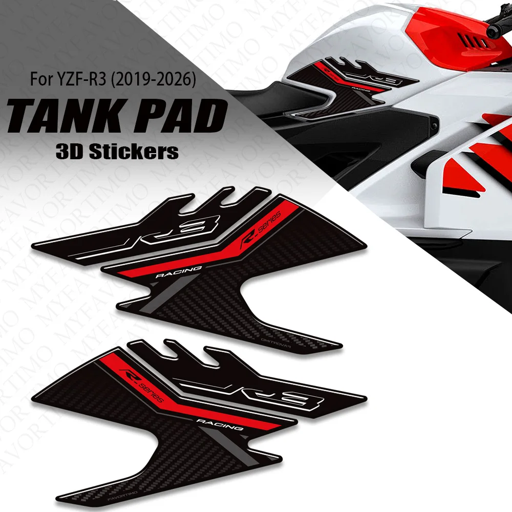 

2019 - 2026 Motorcycle Accessories For YZF-R3 YZFR3 Tank Pad TankPad Cap Grips Gas Fuel Protection Stickers Kit YZF R3 Decals