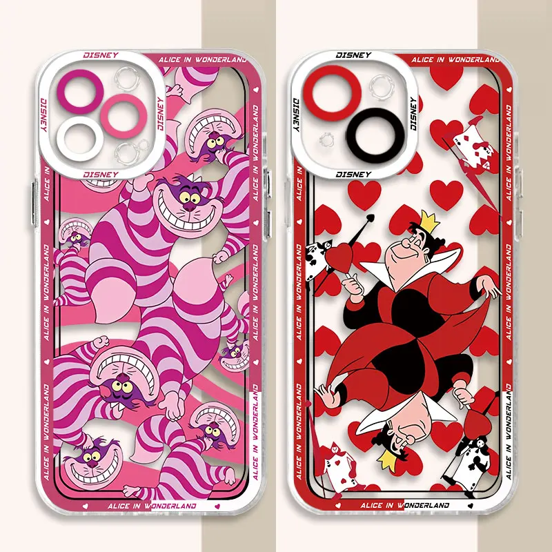 Disney Alice Cheshire Cat Phone Case for Apple iPhone 15 Pro Max 13 14 Plus 12 Mini 11 Pro XR 8 SE 7 XS MAX Matte Cover