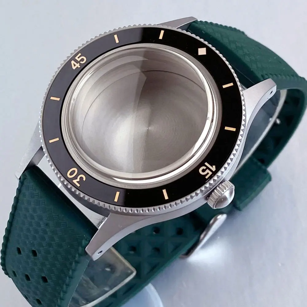 40mm Case Multicolor Rubber Strap Bubble Sapphire Crystal 20BAR NH35 NH36 ETA2824 Miyota Watch Part Sandblasted For 50-FATHOMS