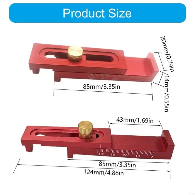 Table Sawing Gaps Gauge Woodworking Mortise Tool Movable Measuring Block Line Ruler Depth Measuring Ruler Tool