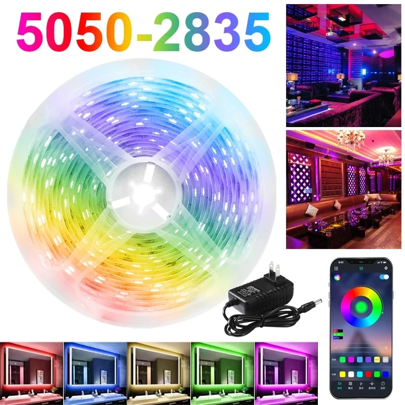 5/10/15/20M RGB LED Strip Lights DC12V Bluetooth WiFi Luces Led 5050 SMD2835 Flexible Waterproof Tape Diode Remote Control Light