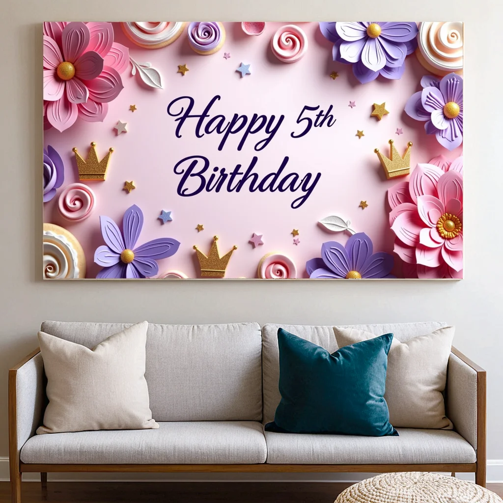 Decorative   Birthday banner   Elegant   Floral   Large   Flower backdrop   Beautiful   Birthday background   for Photo shoot