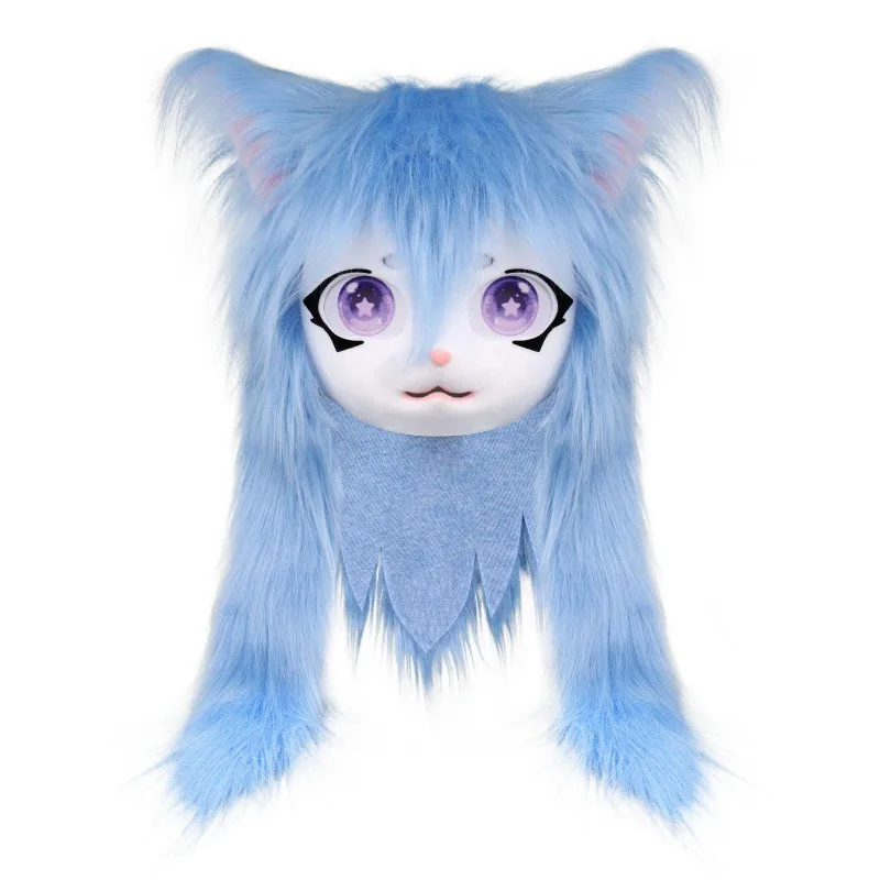 هالوين Fursuit Kigurumi الوحش قناع رأس تأثيري الحيوان القط أنيمي لوليتا كيغ الجمجمة خوذة كرنفال زي حفلة الدعامة الهدايا