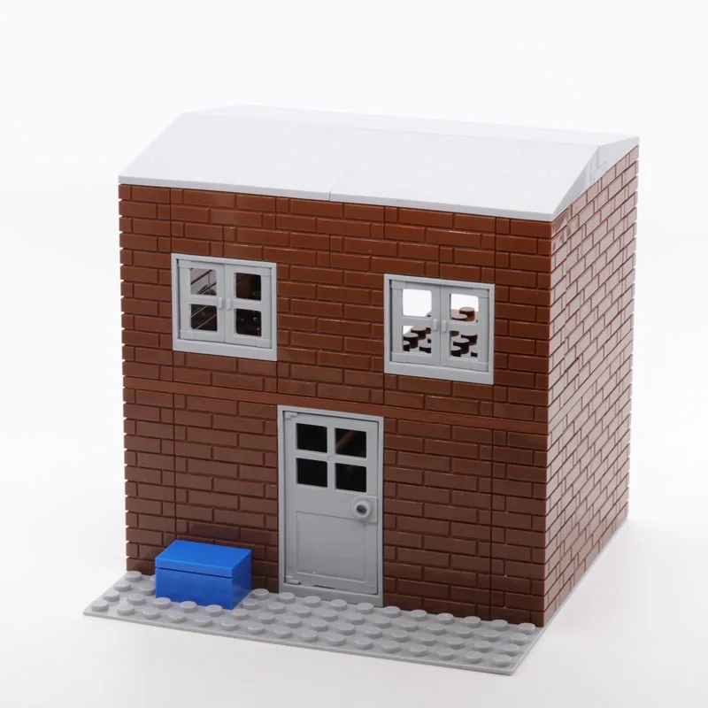 113개 MOC 레드 브릭 하우스 모델 블록 DIY 건축 미니어처 2층 모듈식 건설 교육용 장난감