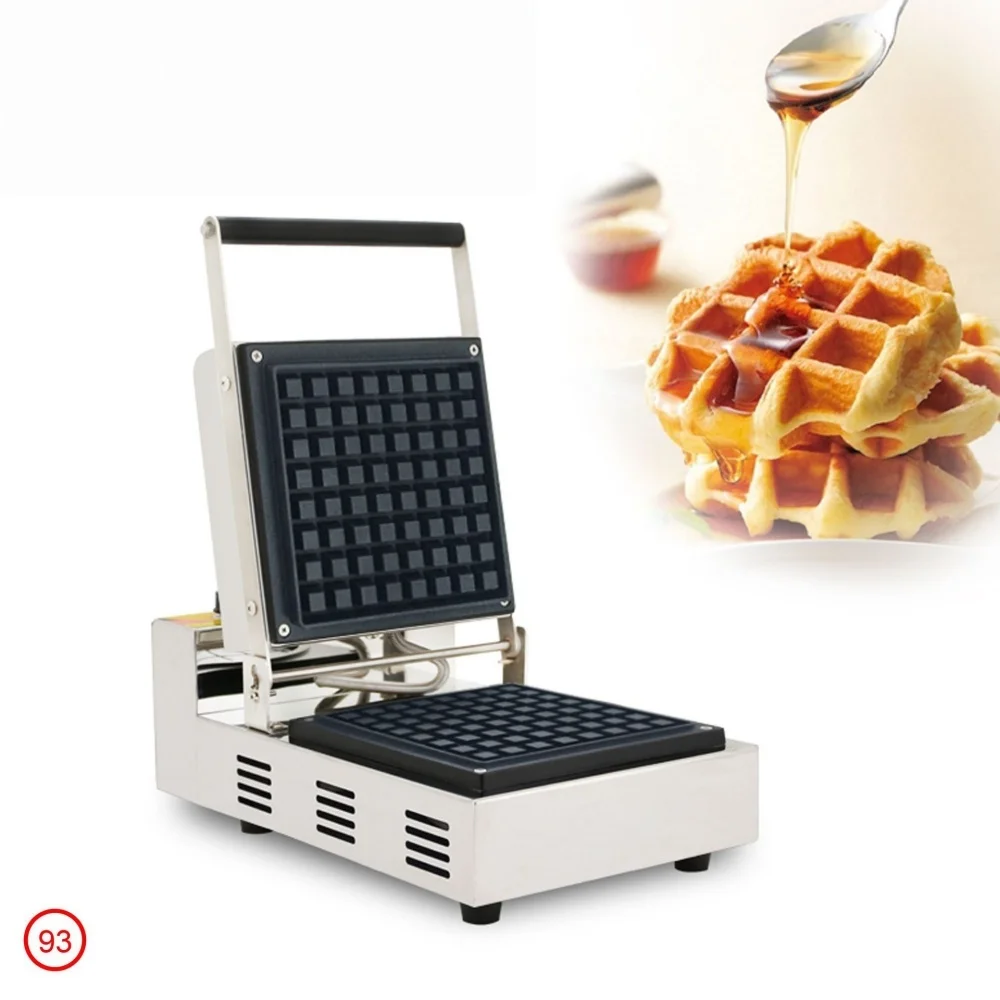 Stainless Steel Commercial Double Plate Electric Belgian Waffle Maker Auto Shut-Off Non-Stick Coating Adjustable Thickness