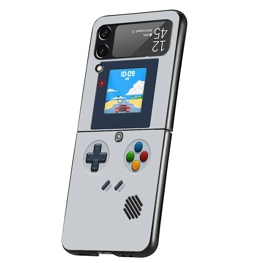 Gameboy Boy Game Case Phone Cover for Samsung Galaxy Z Flip 6 5 4 3 5G ZFlip6 ZFlip5 ZFlip4 ZFlip3 Black Hard Trend Fundas