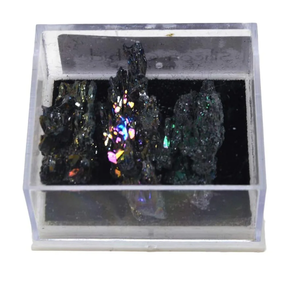 Natural Silicon Carbide Healing Crystal Stone Specimen Collection Mini Box Home Decor