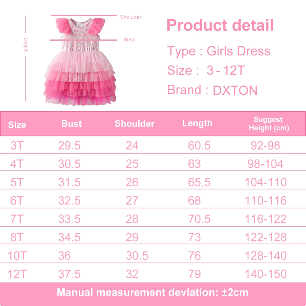 DXTON Ärmelloses Baby-Mädchenkleid, Netzstoff, gerüscht, Sommer-Partykleid für Kinder, Kleidung, Farbverlauf, mehrlagiges Netz-Prinzessinnen-Tüllkleid – Detail 1