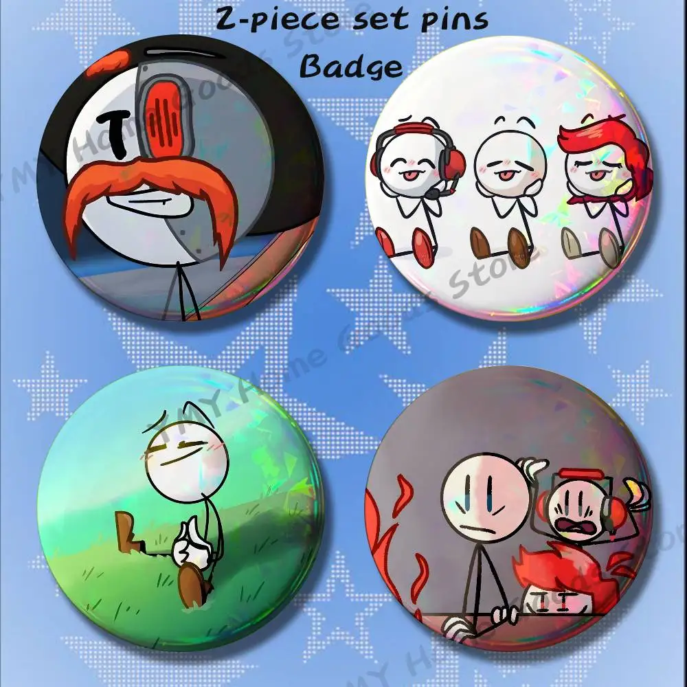 Anime H-Henry S-Stickmin Brooches for Backpack Accessories 25 32 44 58 75mm Round 2-piece set Free Mix